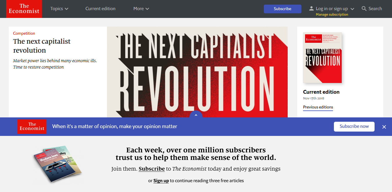 Screenshot 2018 11 17 The Economist World News Politics Economics Business Finance - Die 5 wichtigsten Ressourcen für Ökonomen im Internet